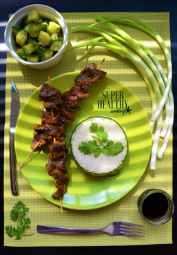 Oriental Beef Skewers - Cucumber Salad - Healthy Meat Dish - Beef - Oyster - Quick - Diet - Nutrition - Cooking - Food - Healthy - Recipe - Low calorie - Low carb - Low fat - High protein